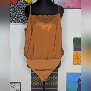 NWT Express Burnt Orange Lace Bodysuit
